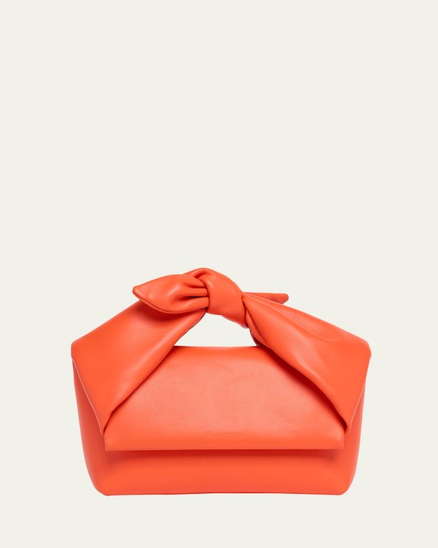 Twister Bow Midi Leather Crossbody Bag